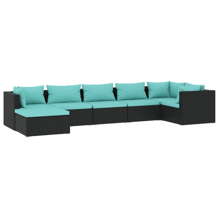 Set mobilier de grădină cu perne, 7 piese, negru, poliratan - WALTI WALTI