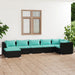 Set mobilier de grădină cu perne, 7 piese, negru, poliratan - WALTI WALTI