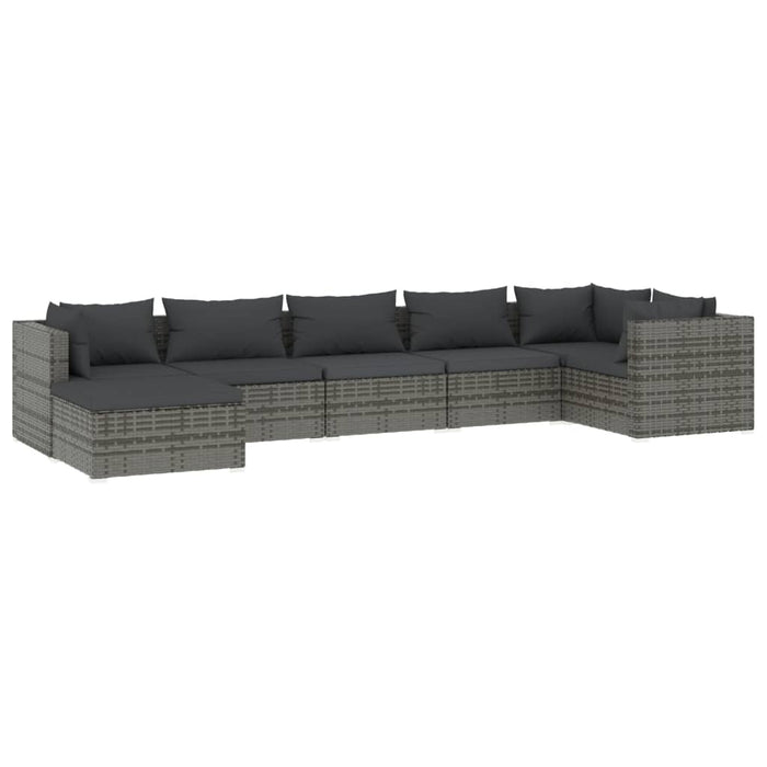 Set mobilier de grădină cu perne, 7 piese, gri, poliratan WALTI