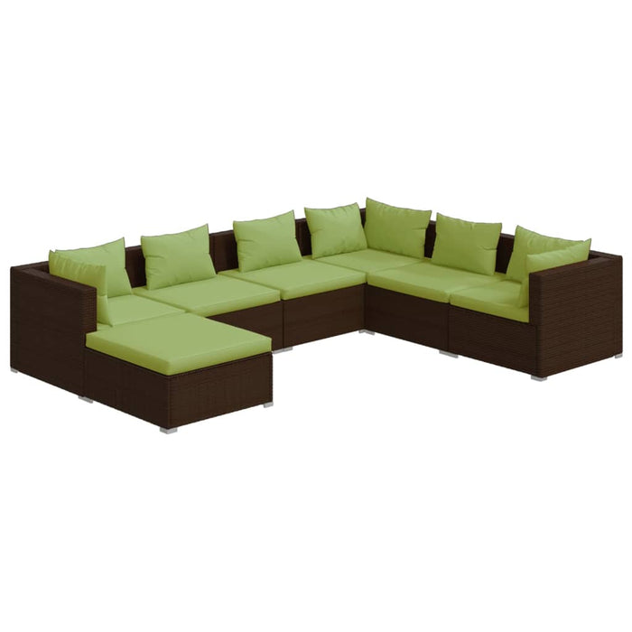 Set mobilier de grădină cu perne, 7 piese, maro, poliratan - WALTI WALTI