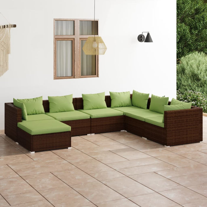 Set mobilier de grădină cu perne, 7 piese, maro, poliratan - WALTI WALTI