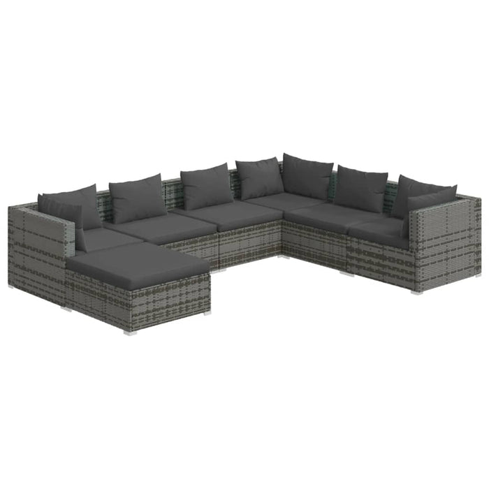 Set mobilier de grădină cu perne, 7 piese, gri, poliratan WALTI