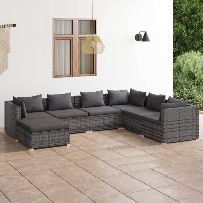 Set mobilier de grădină cu perne, 7 piese, gri, poliratan WALTI