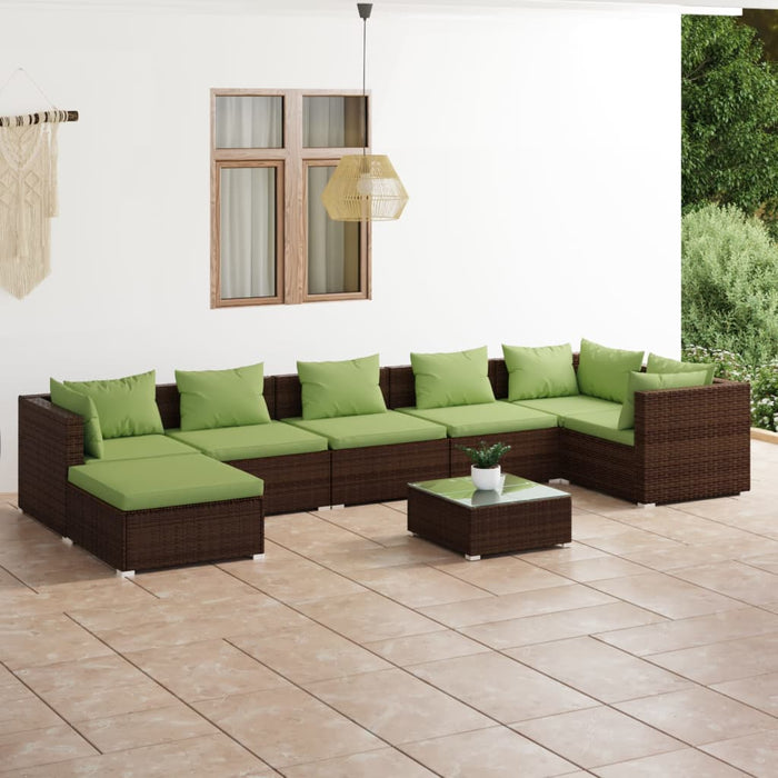 Set mobilier de grădină cu perne, 8 piese, maro, poliratan - WALTI WALTI