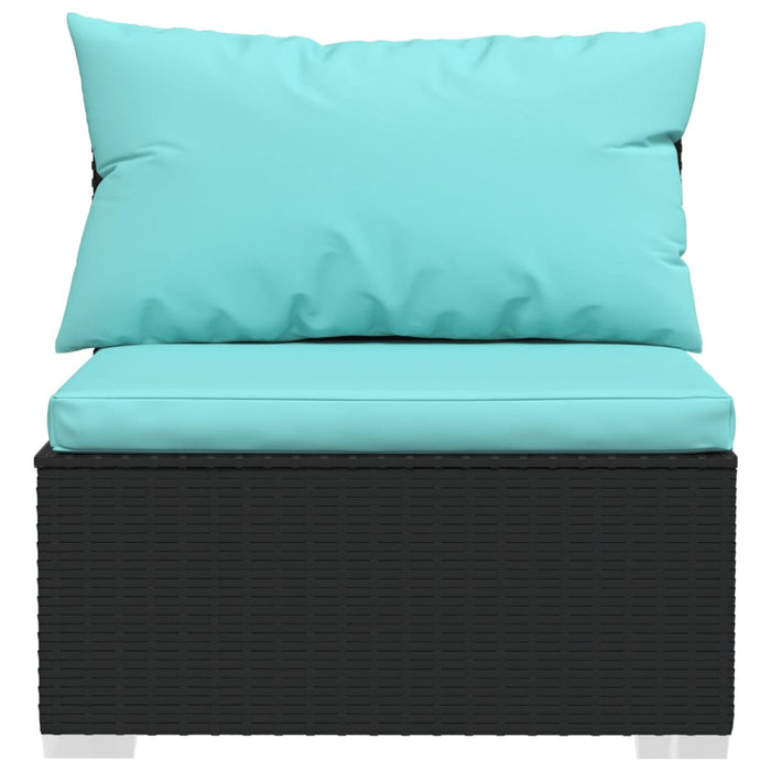Set mobilier de grădină cu perne, 8 piese, negru, poliratan - WALTI WALTI