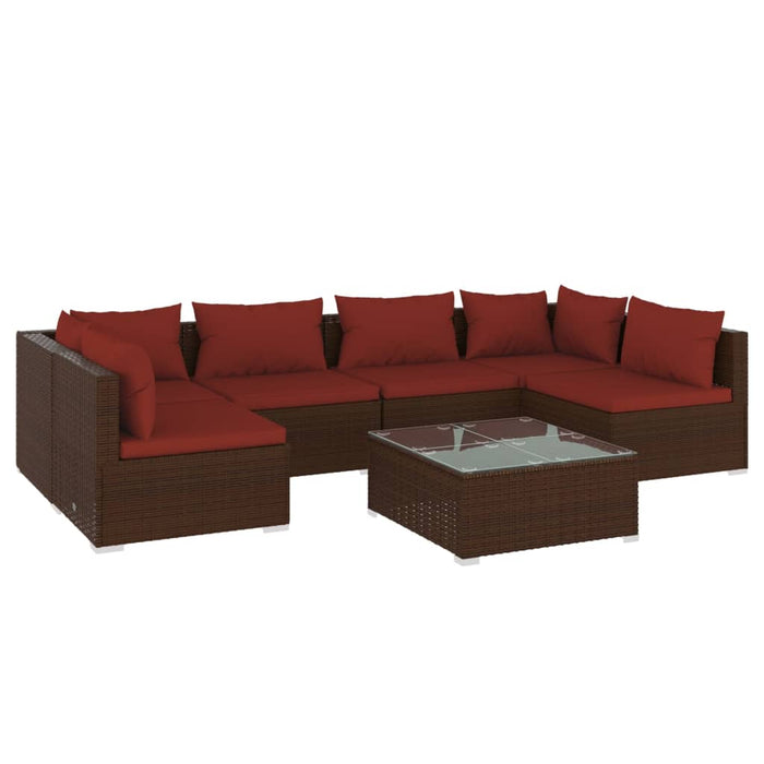 Set mobilier de grădină cu perne, 7 piese, maro, poliratan - WALTI WALTI