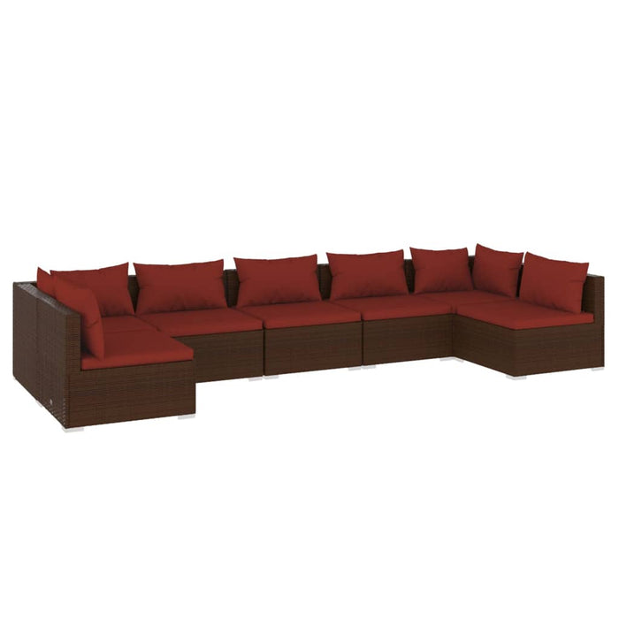 Set mobilier de grădină cu perne, 7 piese, maro, poliratan - WALTI WALTI