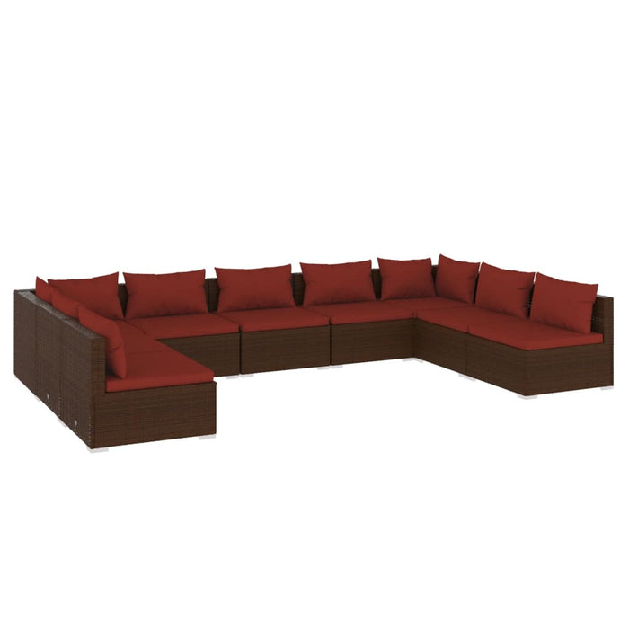 Set mobilier de grădină cu perne, 9 piese, maro, poliratan - WALTI WALTI