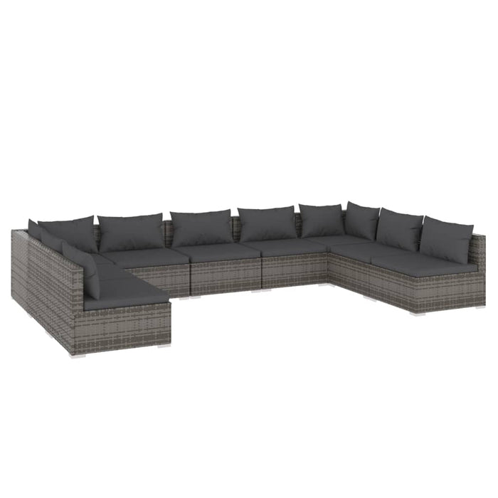 Set mobilier de grădină cu perne, 9 piese, gri, poliratan WALTI