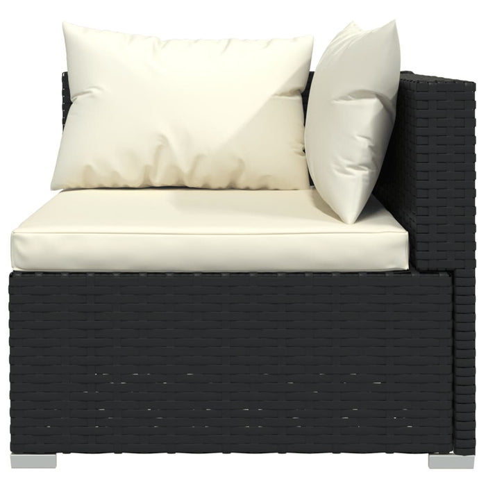 Set mobilier de grădină cu perne, 6 piese, negru, poliratan WALTI