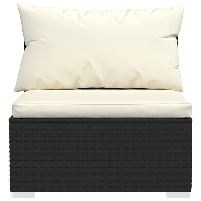 Set mobilier de grădină cu perne, 6 piese, negru, poliratan WALTI