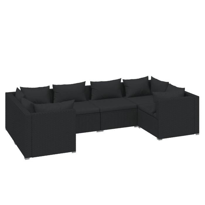 Set mobilier de grădină cu perne, 6 piese, negru, poliratan - WALTI WALTI