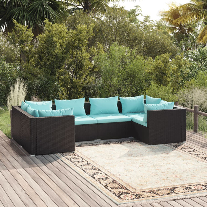 Set mobilier de grădină cu perne, 6 piese, negru, poliratan - WALTI WALTI