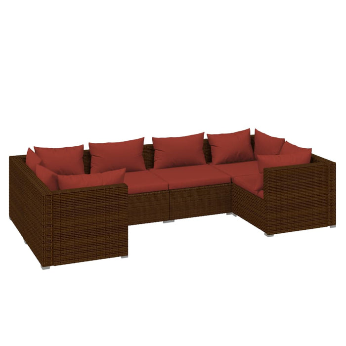 Set mobilier de grădină cu perne, 6 piese, maro, poliratan - WALTI WALTI