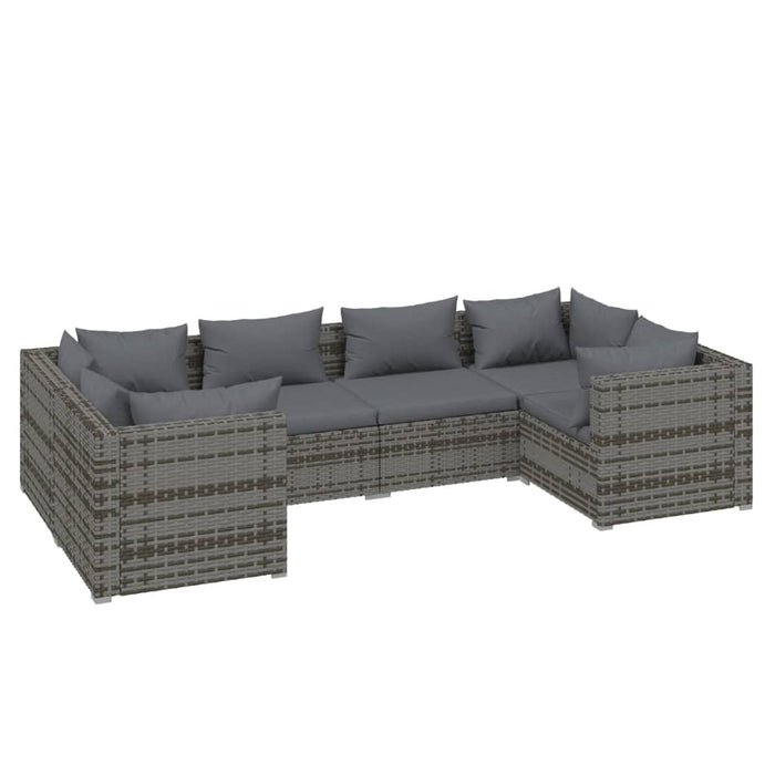 Set mobilier de grădină cu perne, 6 piese, gri, poliratan WALTI