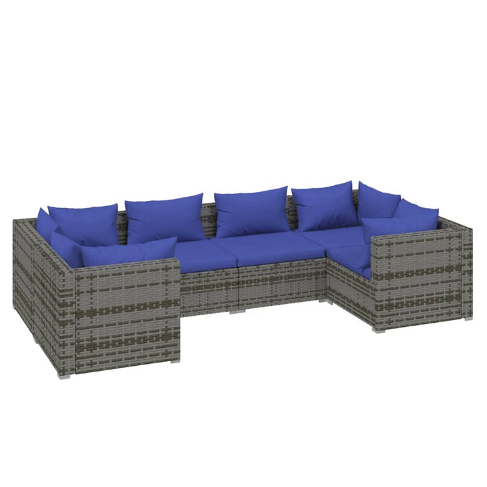Set mobilier de grădină cu perne, 6 piese, gri, poliratan WALTI