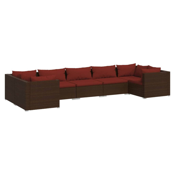 Set mobilier de grădină cu perne, 7 piese, maro, poliratan - WALTI WALTI