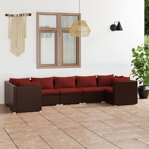 Set mobilier de grădină cu perne, 7 piese, maro, poliratan - WALTI WALTI