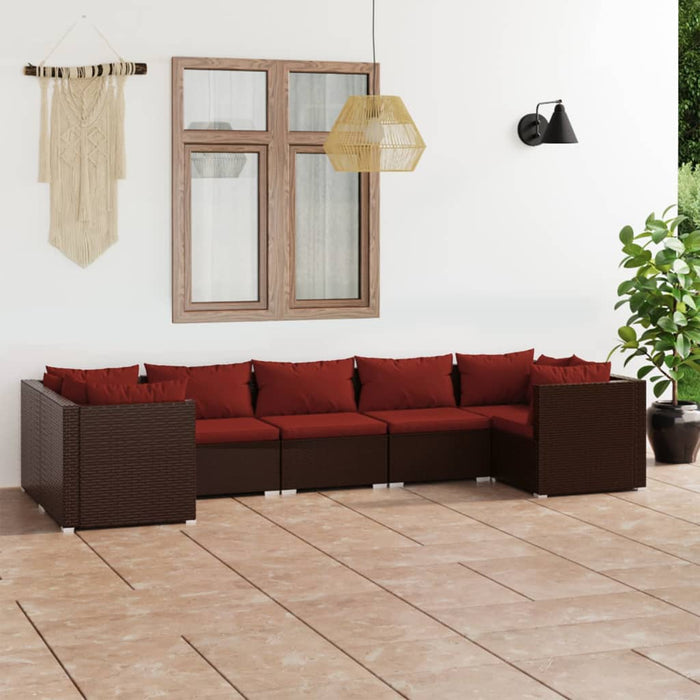 Set mobilier de grădină cu perne, 7 piese, maro, poliratan - WALTI WALTI