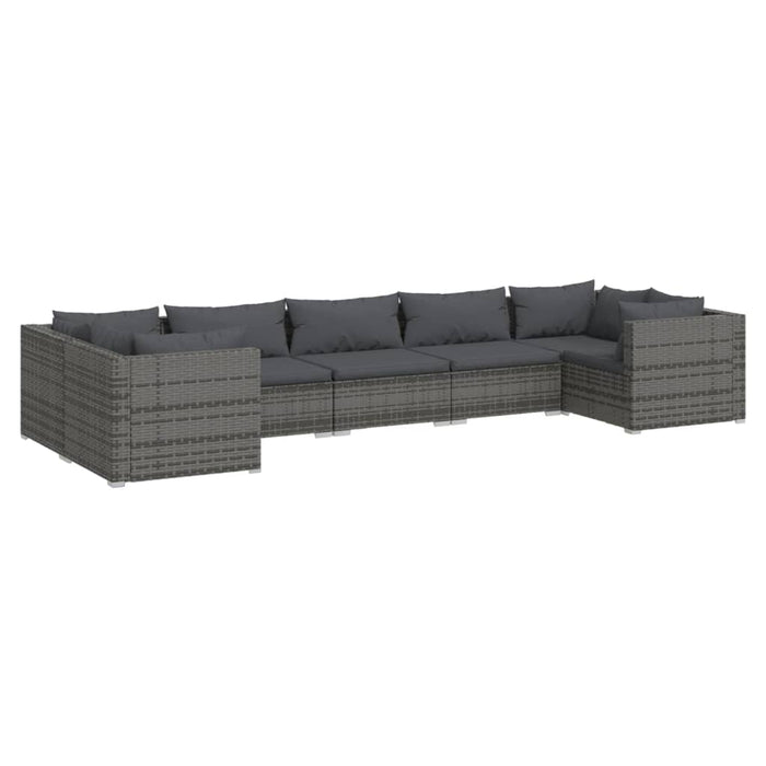 Set mobilier de grădină cu perne, 7 piese, gri, poliratan WALTI