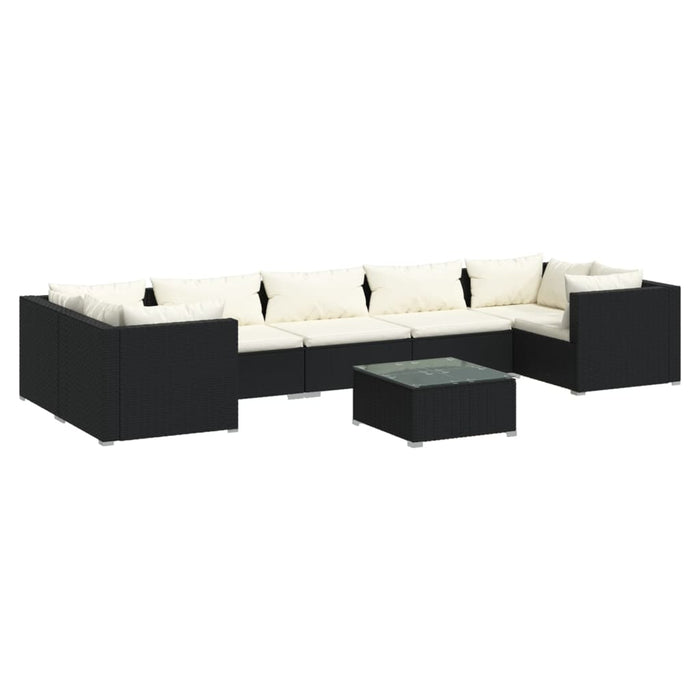 Set mobilier de grădină cu perne, 8 piese, negru, poliratan - WALTI WALTI