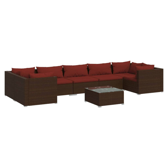 Set mobilier de grădină cu perne, 8 piese, maro, poliratan WALTI