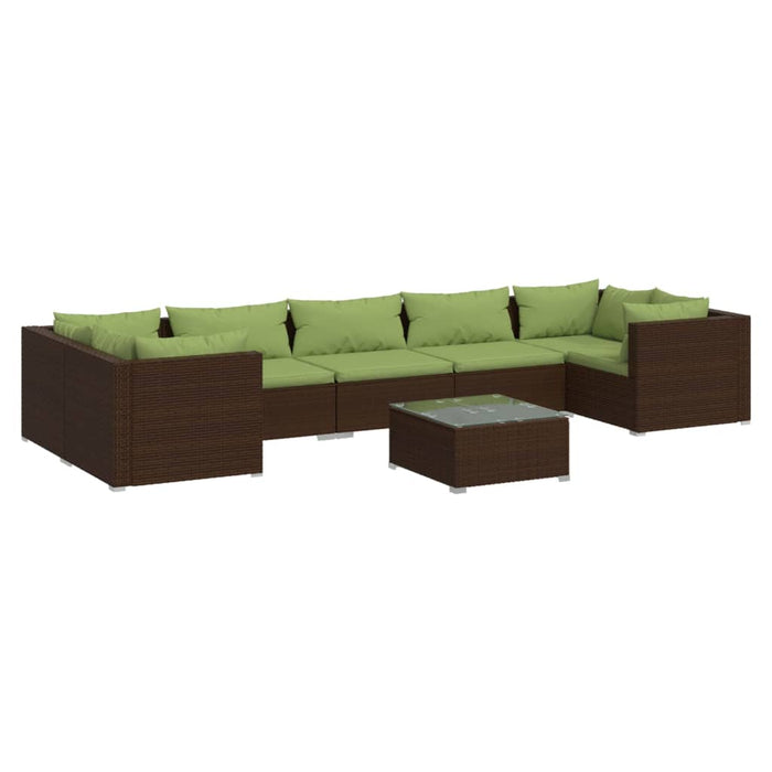 Set mobilier de grădină cu perne, 8 piese, maro, poliratan WALTI