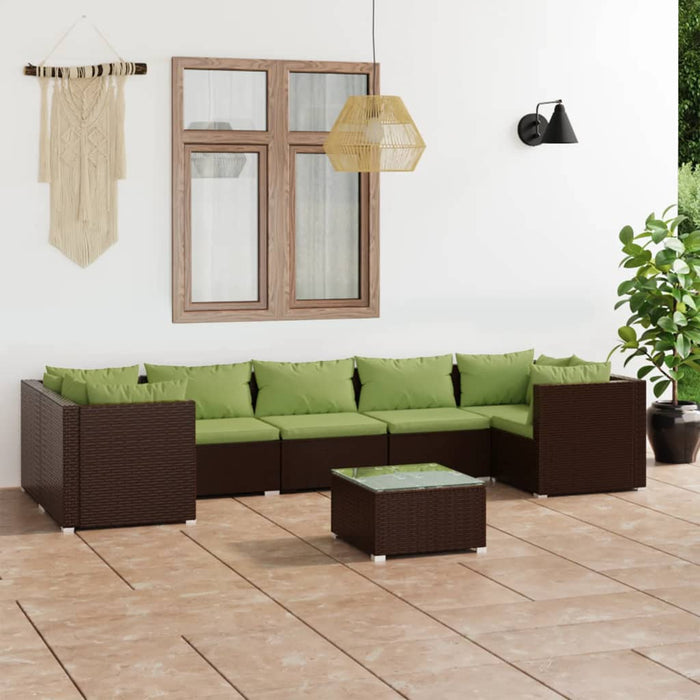 Set mobilier de grădină cu perne, 8 piese, maro, poliratan WALTI