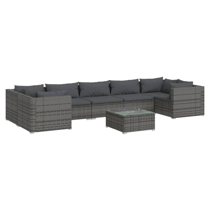 Set mobilier de grădină cu perne, 8 piese, gri, poliratan - WALTI WALTI