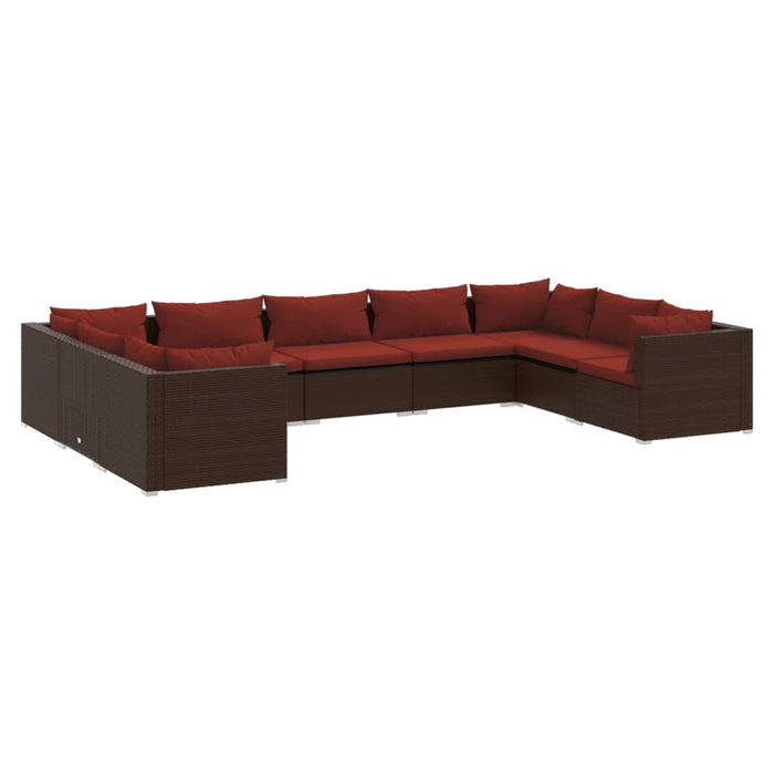 Set mobilier de grădină cu perne, 9 piese, maro, poliratan - WALTI WALTI