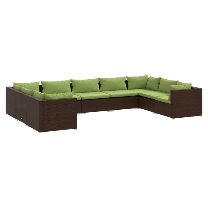 Set mobilier de grădină cu perne, 9 piese, maro, poliratan - WALTI WALTI