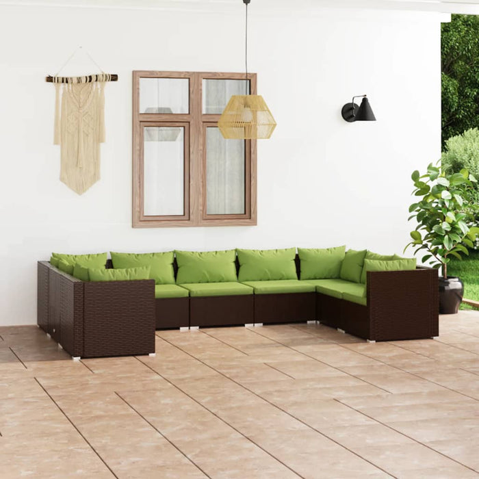 Set mobilier de grădină cu perne, 9 piese, maro, poliratan - WALTI WALTI