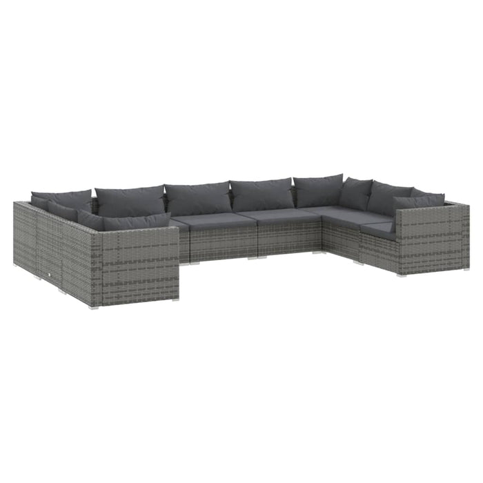 Set mobilier de grădină cu perne, 9 piese, gri, poliratan WALTI