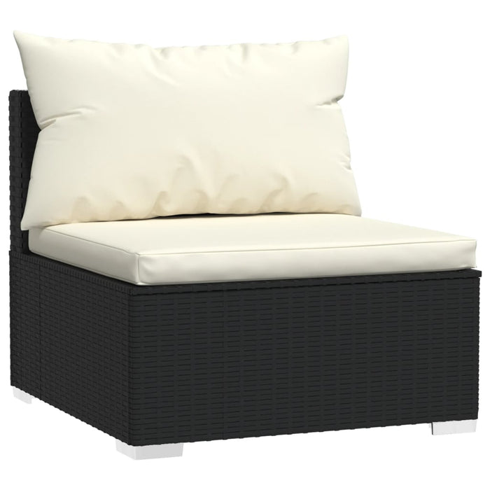 Set mobilier de grădină cu perne, 10 piese, negru, poliratan WALTI
