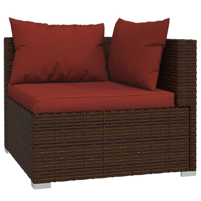 Set mobilier de grădină cu perne, 10 piese, maro, poliratan WALTI