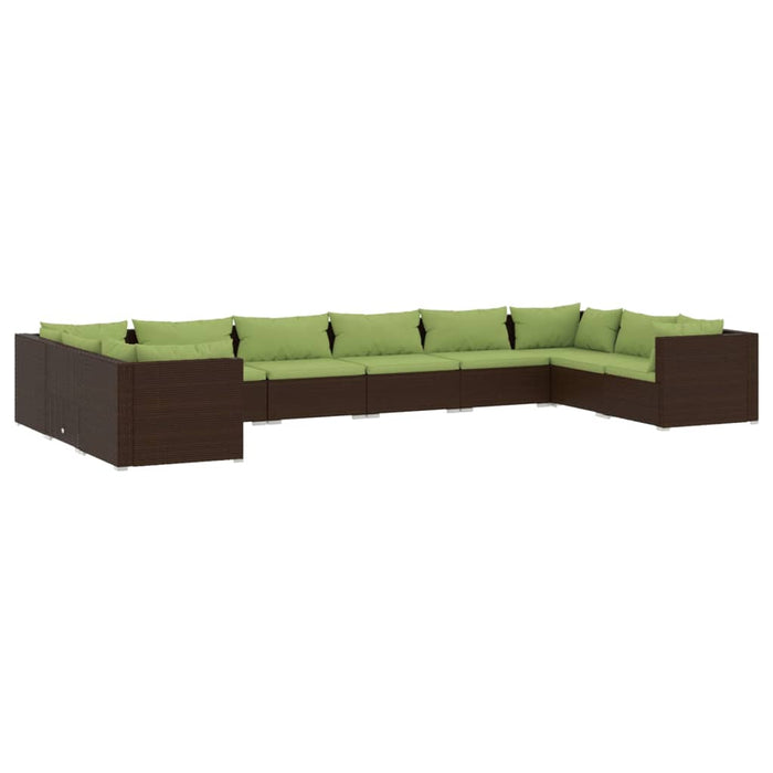 Set mobilier de grădină cu perne, 10 piese, maro, poliratan WALTI