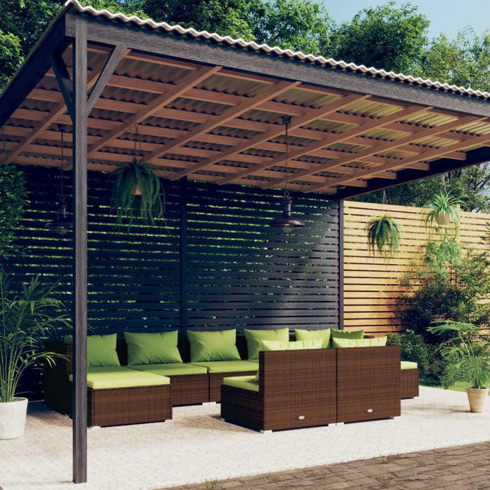 Set mobilier de grădină cu perne, 9 piese, maro, poliratan - WALTI WALTI
