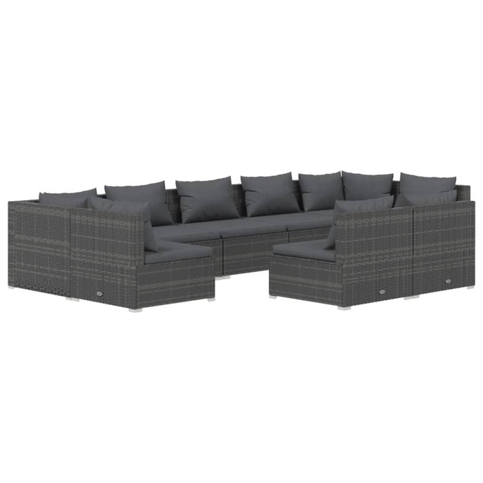 Set mobilier de grădină cu perne, 9 piese,gri, poliratan WALTI