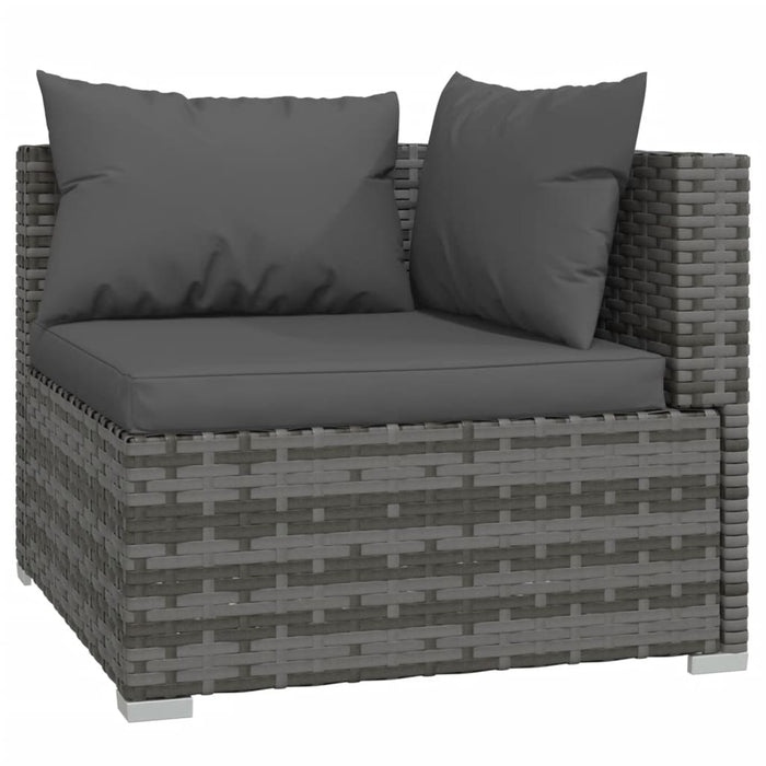 Set mobilier de grădină cu perne, 9 piese,gri, poliratan WALTI