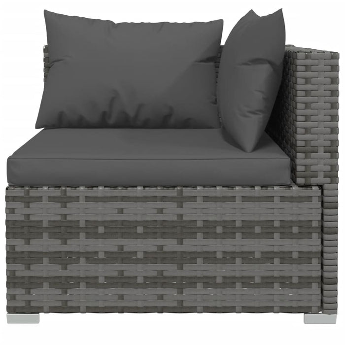 Set mobilier de grădină cu perne, 9 piese,gri, poliratan WALTI