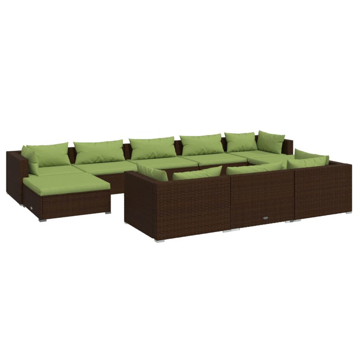 Set mobilier de grădină cu perne, 10 piese, maro, poliratan - WALTI WALTI