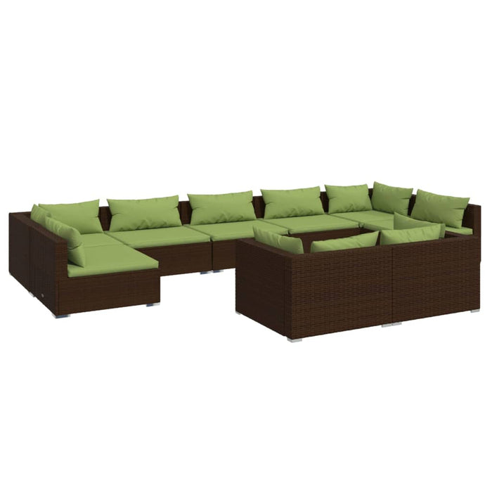 Set mobilier de grădină cu perne, 9 piese, maro, poliratan WALTI