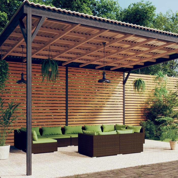 Set mobilier de grădină cu perne, 9 piese, maro, poliratan WALTI