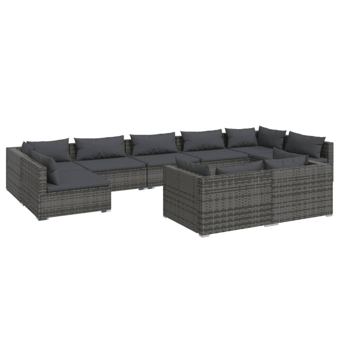 Set mobilier de grădină cu perne, 9 piese, gri, poliratan WALTI