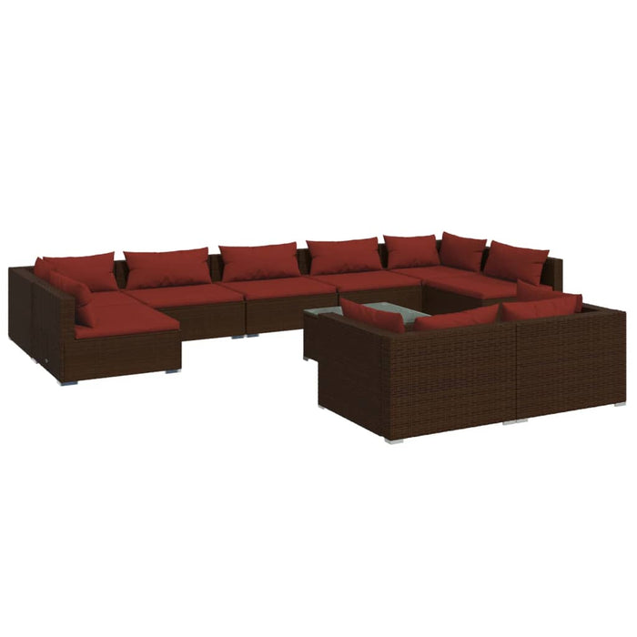 Set mobilier de grădină cu perne, 10 piese, maro, poliratan - WALTI WALTI