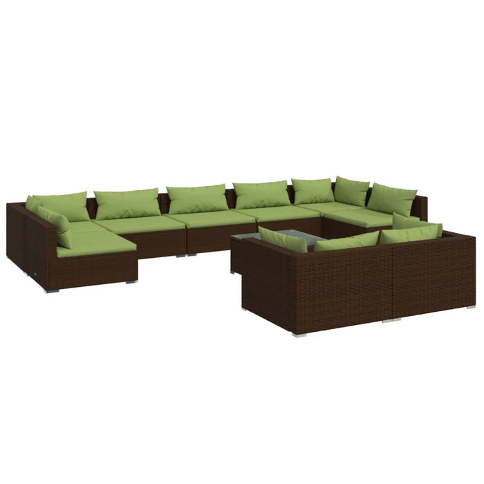 Set mobilier de grădină cu perne, 10 piese, maro, poliratan WALTI