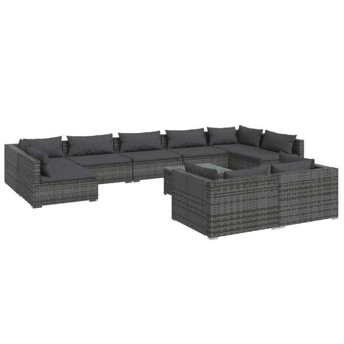 Set mobilier de grădină cu perne, 10 piese, gri, poliratan WALTI