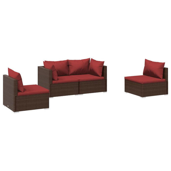 Set mobilier de grădină cu perne, 4 piese, maro, poliratan - WALTI WALTI
