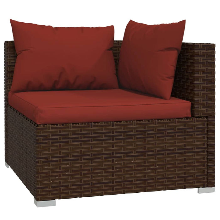 Set mobilier de grădină cu perne, 4 piese, maro, poliratan - WALTI WALTI