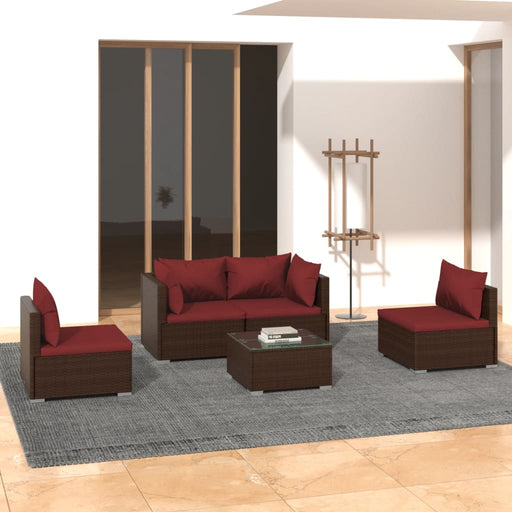 Set mobilier de grădină cu perne, 5 piese, maro, poliratan - WALTI WALTI